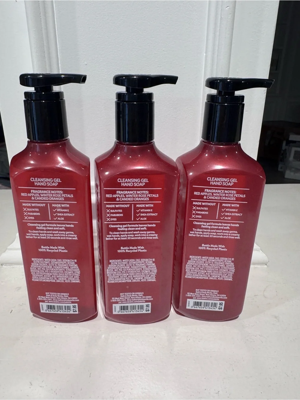 Bath & Body Works Winter Candy Apple Hand Soap - Red 3 bottles 8 ounces each NWT